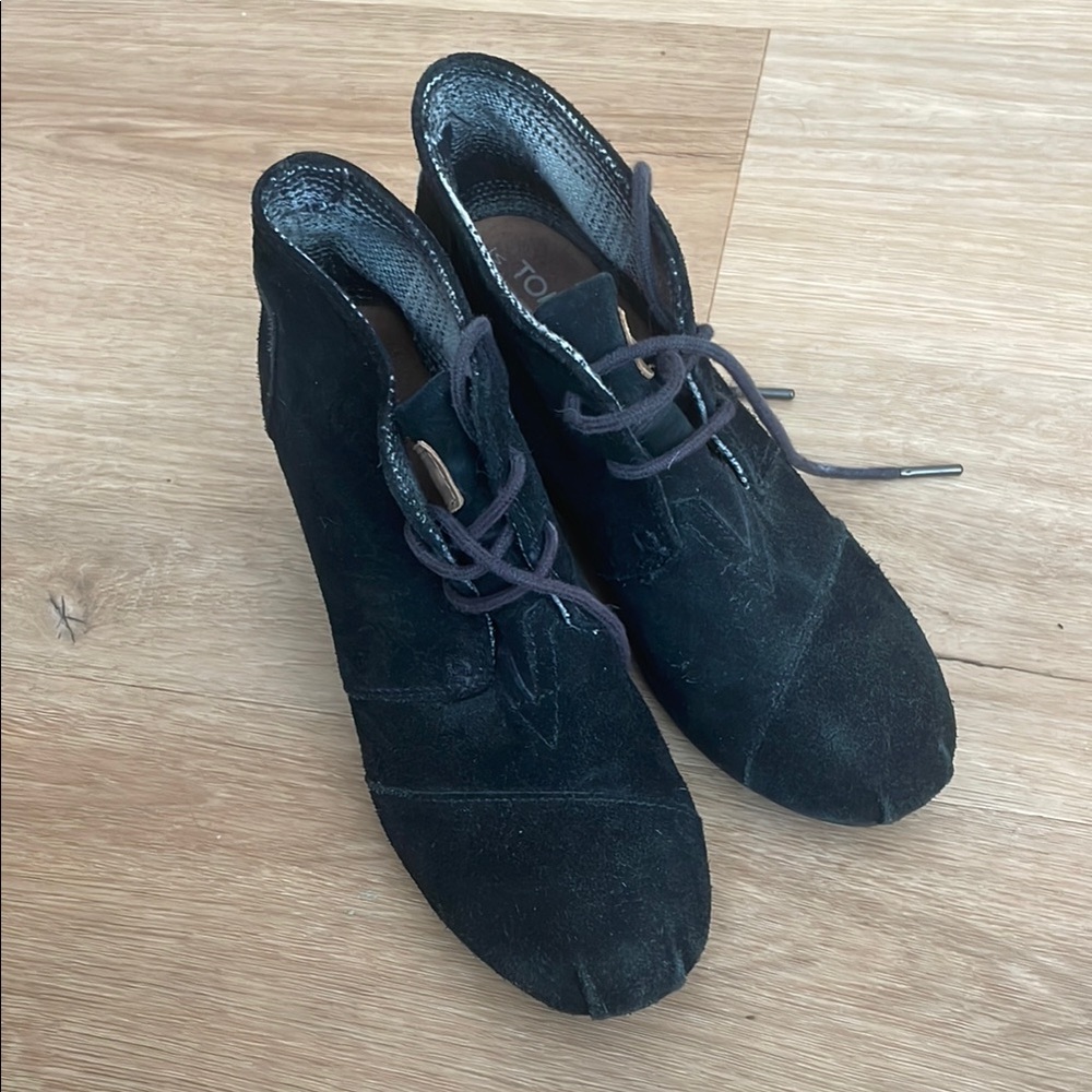 Toms Black Suede Ankle Boots